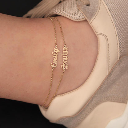 Personalized Custom 316L Stainless Steel Jewelry, English Alphabet Name Anklet